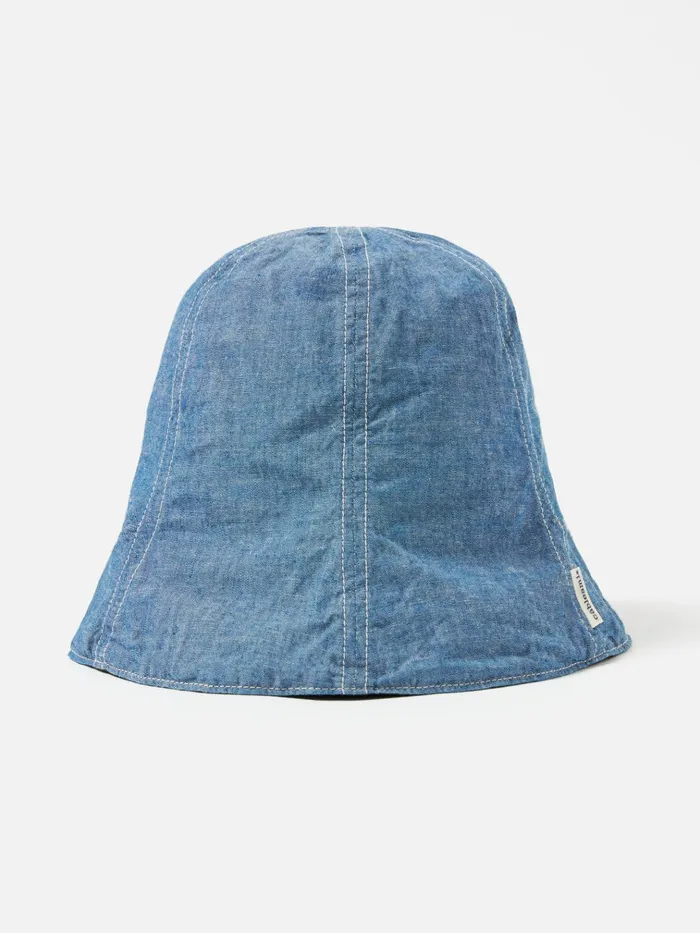 Hats Men Universal Works Cableami Reversible Tulip Hat In IndigoBlackwatch 5oz ChambrayCordura