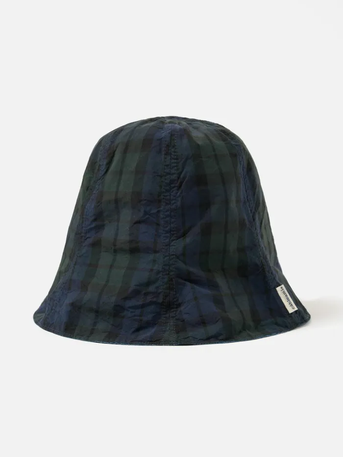 Hats Men Universal Works Cableami Reversible Tulip Hat In IndigoBlackwatch 5oz ChambrayCordura