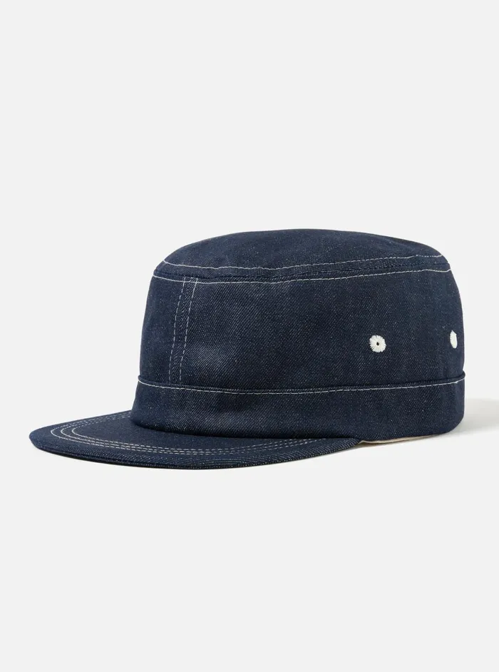 Hats Men Universal Works Universal Works Field Cap In Indigo 13oz Selvedge Denim