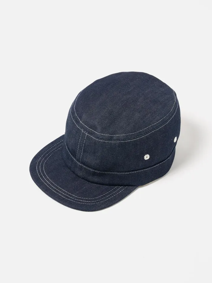 Hats Men Universal Works Universal Works Field Cap In Indigo 13oz Selvedge Denim
