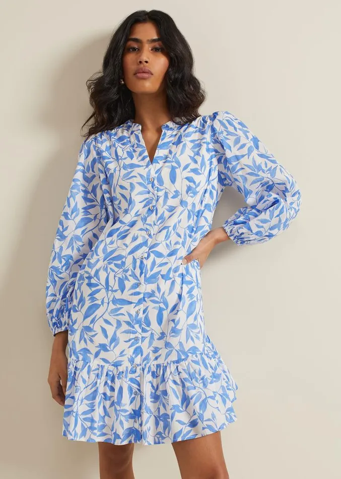 Hermoine Cotton Swing Dress Blue Women Phase Eight Dresses