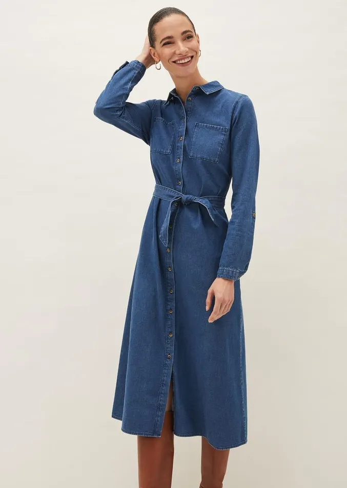 Hettie Denim Midi Dress Light Denim Women Phase Eight Dresses
