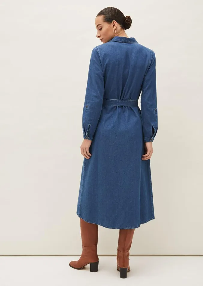Hettie Denim Midi Dress Light Denim Women Phase Eight Dresses