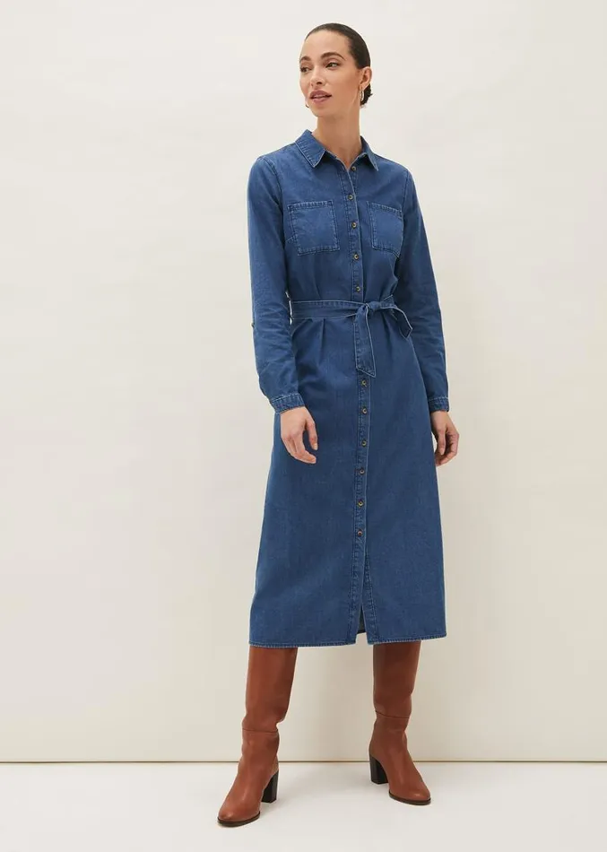 Hettie Denim Midi Dress Light Denim Women Phase Eight Dresses