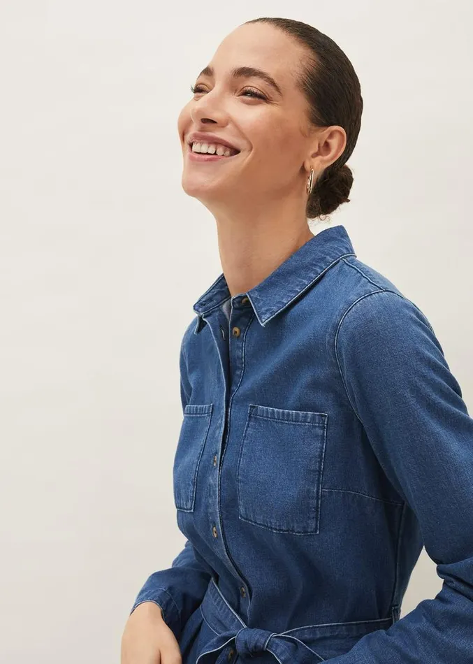 Hettie Denim Midi Dress Light Denim Women Phase Eight Dresses