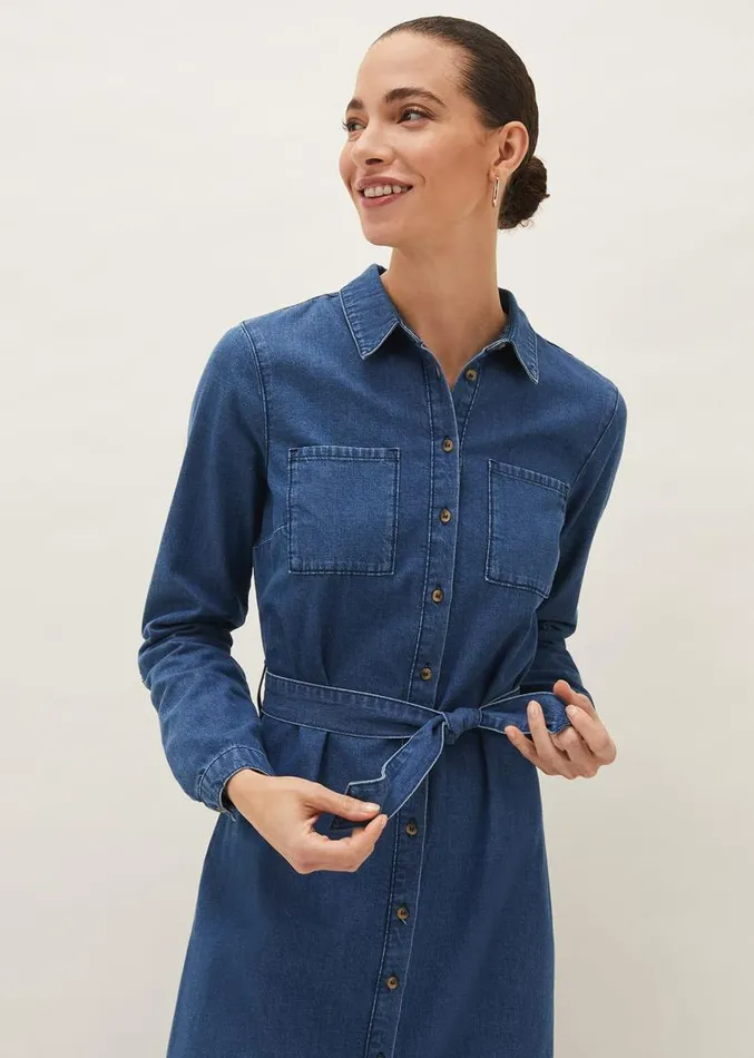 Hettie Denim Midi Dress Light Denim Women Phase Eight Dresses