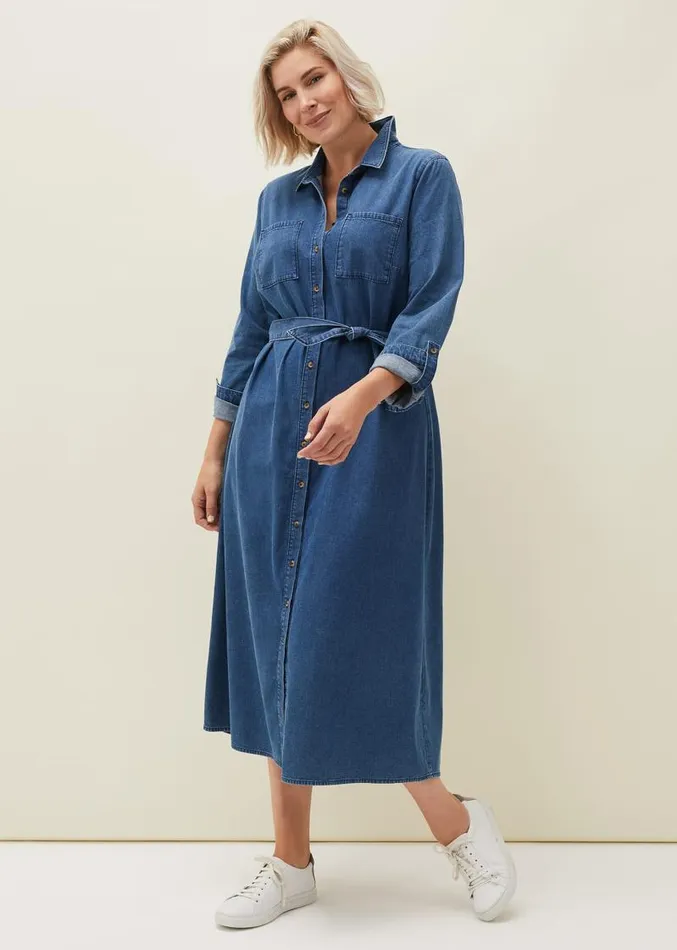 Hettie Denim Midi Dress Light Denim Women Phase Eight Dresses