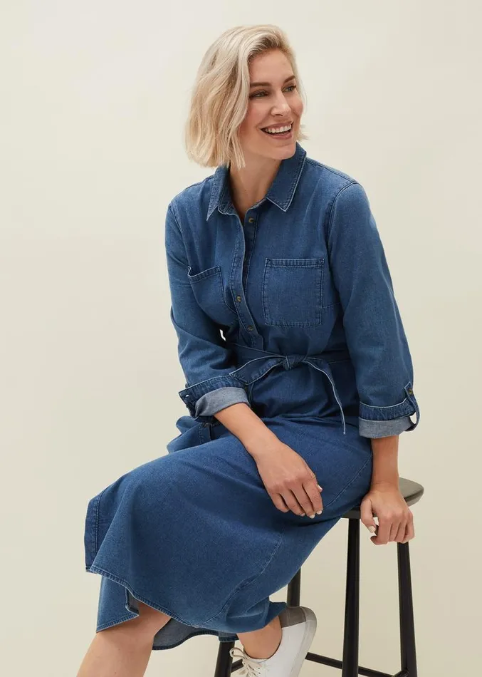 Hettie Denim Midi Dress Light Denim Women Phase Eight Dresses