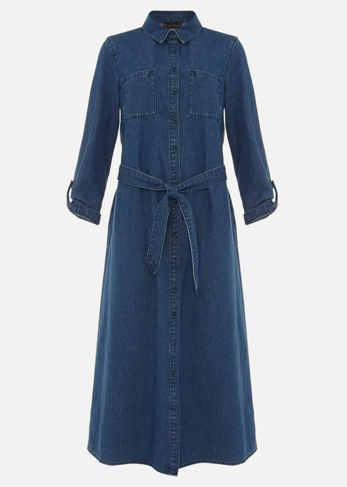 Hettie Denim Midi Dress Light Denim Women Phase Eight Dresses