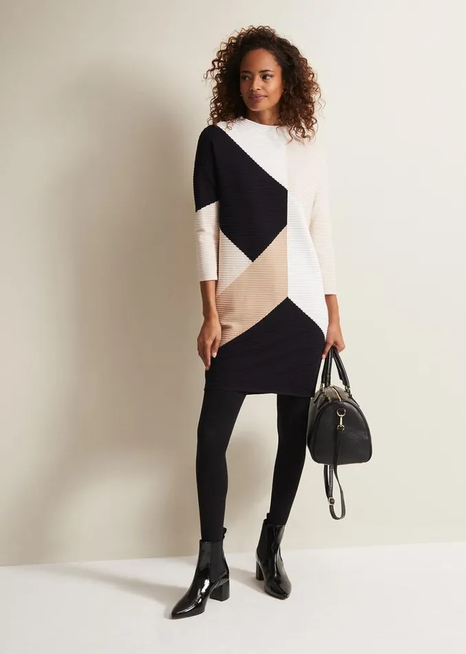 Hetty Colour Block Tunic Mini Dress Multicoloured Women Phase Eight Dresses