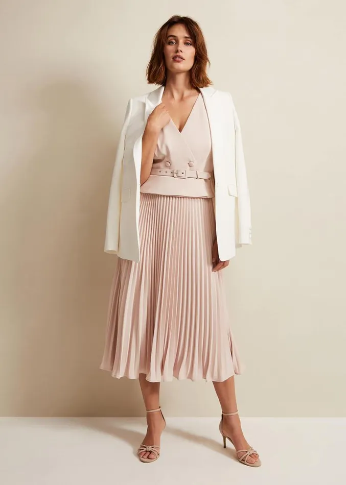 Hetty Pleated Dress Antique Rose Women Phase Eight Dresses