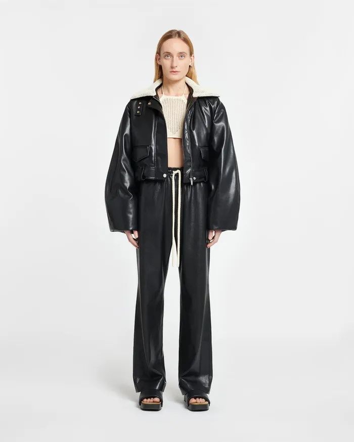 Hollie Okobor AltLeather Bomber Jacket BlackCreme Women Nanushka Jackets and Blazers