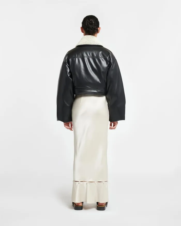 Hollie Okobor AltLeather Bomber Jacket BlackCreme Women Nanushka Jackets and Blazers