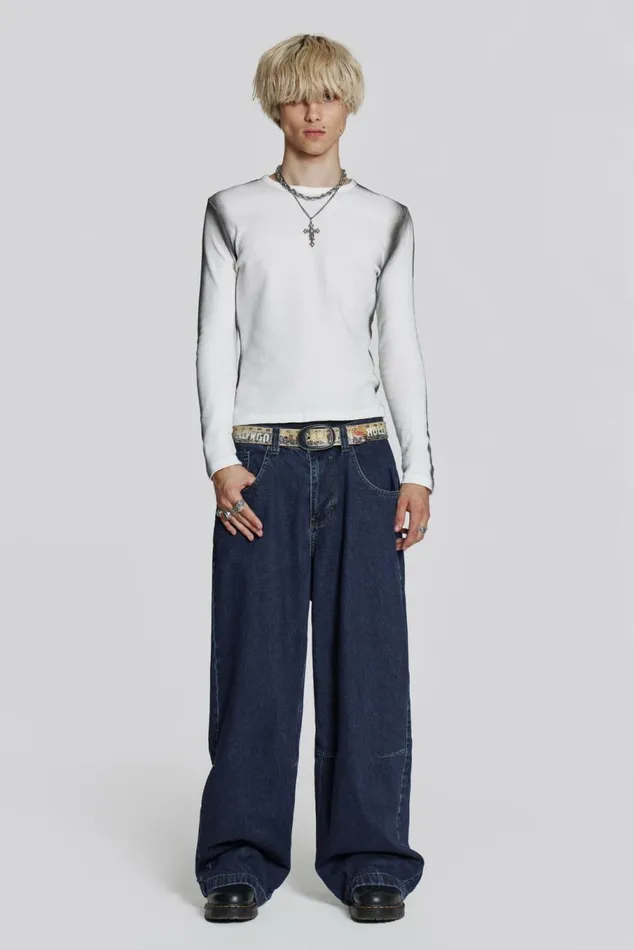 Indigo Low Rise Colossus Baggy Jeans Blue WomenMen Jaded London Colossus Jeans