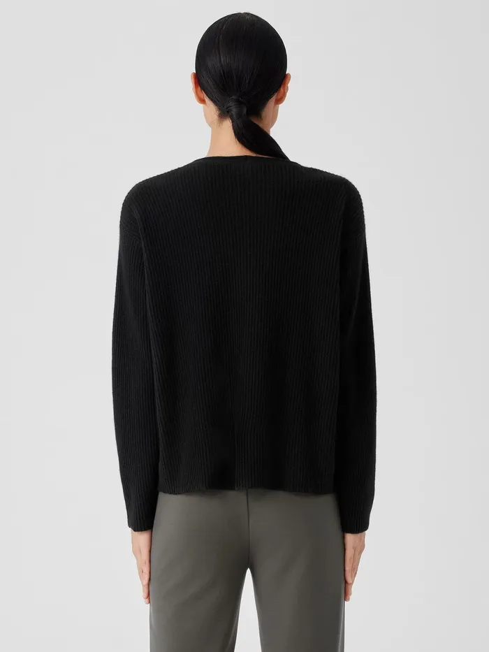 Italian Cashmere VNeck Top Black Women Eileen Fisher Sweaters and Cardigans