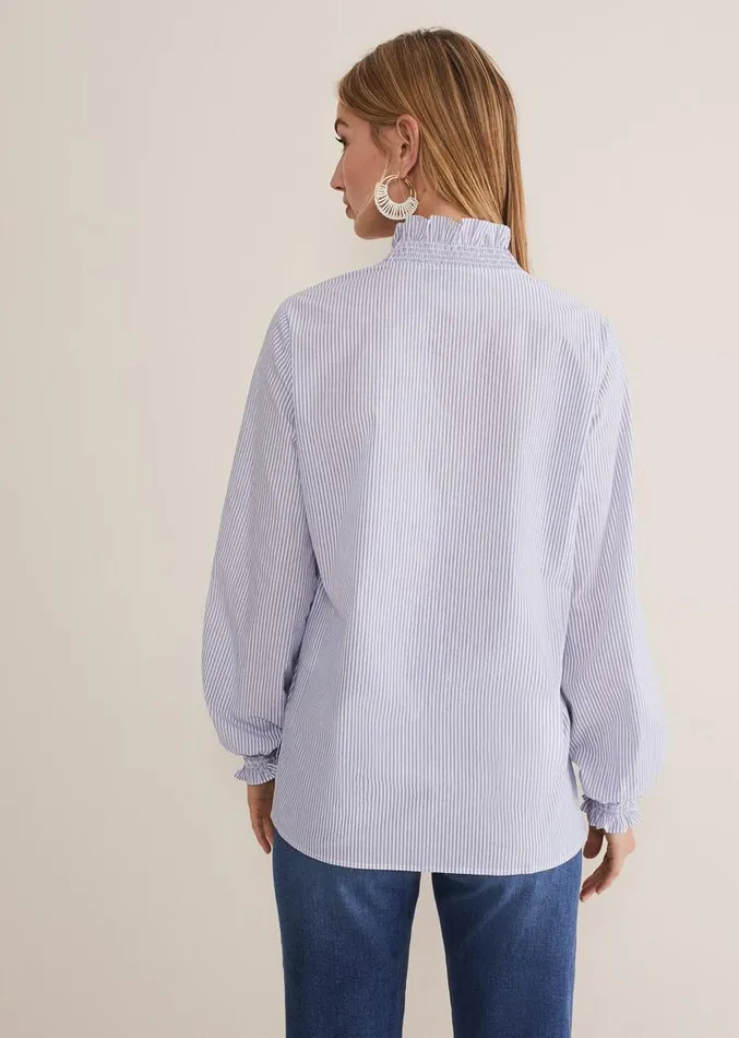 Izara Cotton Striped Ruffle Top Bluewhite Women Phase Eight Shirts and Blouses Izara Cotton Striped Ruffle Top Bluewhite Women Phase Eight Shirts and Blouses
