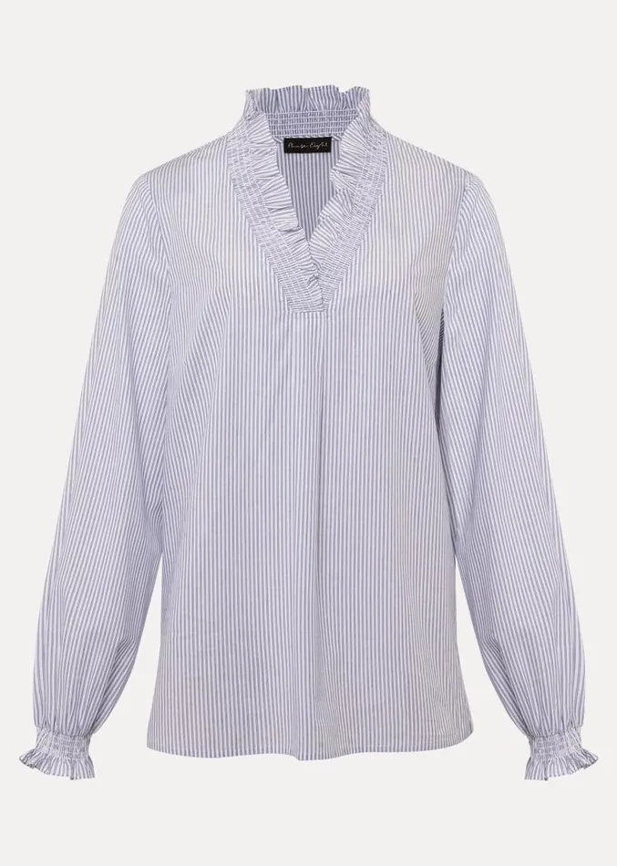 Izara Cotton Striped Ruffle Top Bluewhite Women Phase Eight Shirts and Blouses Izara Cotton Striped Ruffle Top Bluewhite Women Phase Eight Shirts and Blouses