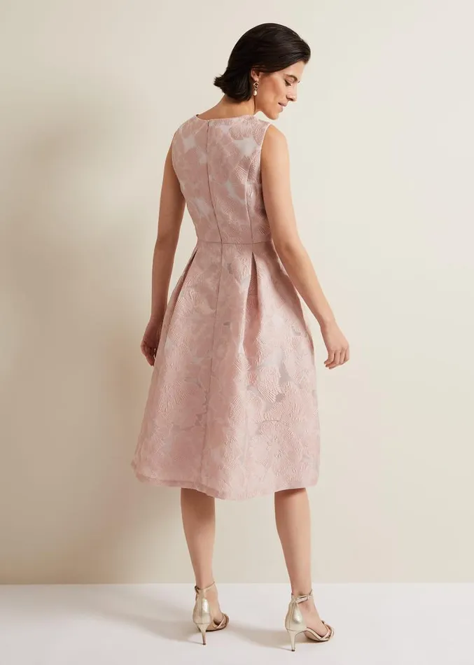 Jacesta Jacquard Fit And Flare Dress Pale Pink Women Phase Eight Dresses