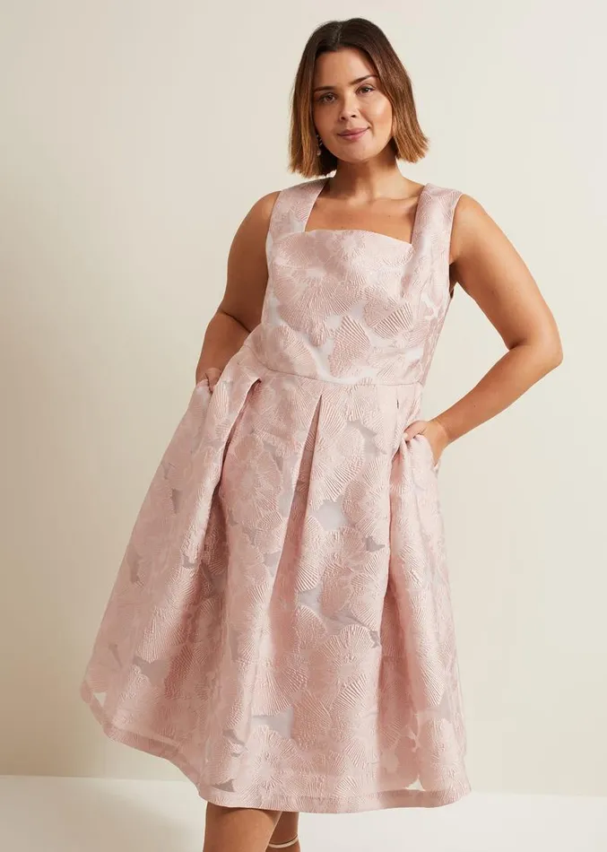 Jacesta Jacquard Fit And Flare Dress Pale Pink Women Phase Eight Dresses