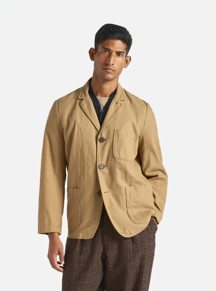 Jackets Men Universal Works Universal Works Three Button Jacket In Sand Brushed Moleskin Jackets Men Universal Works Universal Works Three Button Jacket In Sand Brushed Moleskin