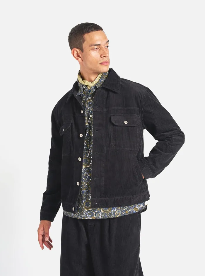 Jackets Men Universal Works Universal Works Trucker Jacket In Black Cord