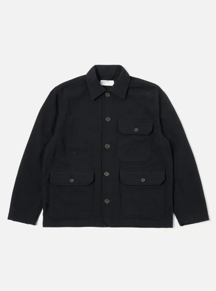 Jackets Men Universal Works Universal Works Utility Jacket In Black Recycled Soft Wool