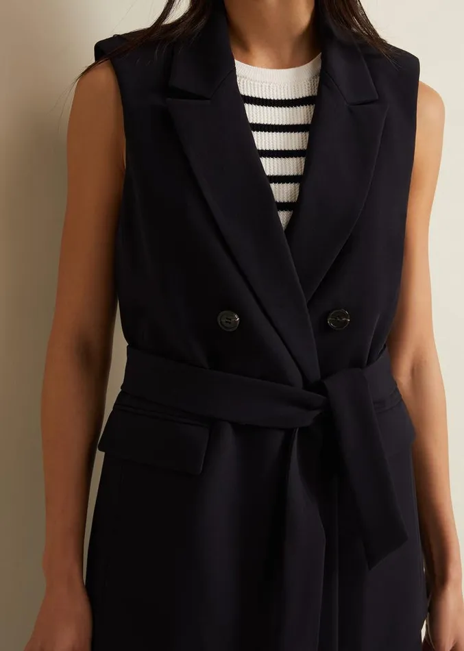 Jade Sleeveless Tailored Waistcoat Navy Women Phase Eight Jackets