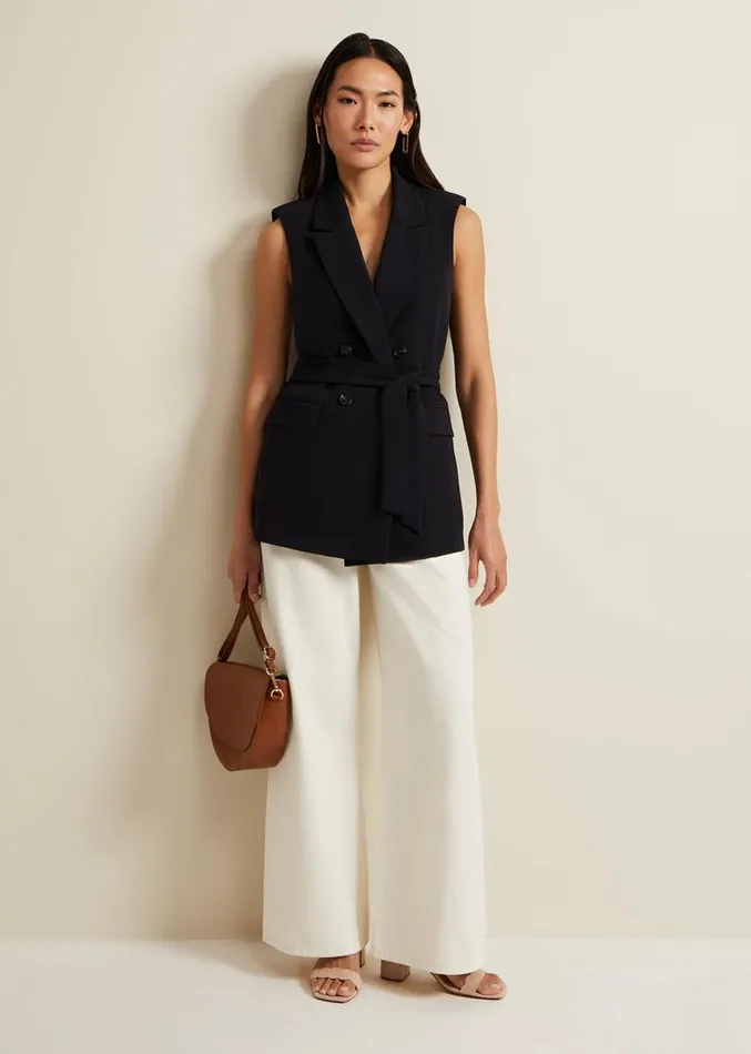 Jade Sleeveless Tailored Waistcoat Navy Women Phase Eight Jackets
