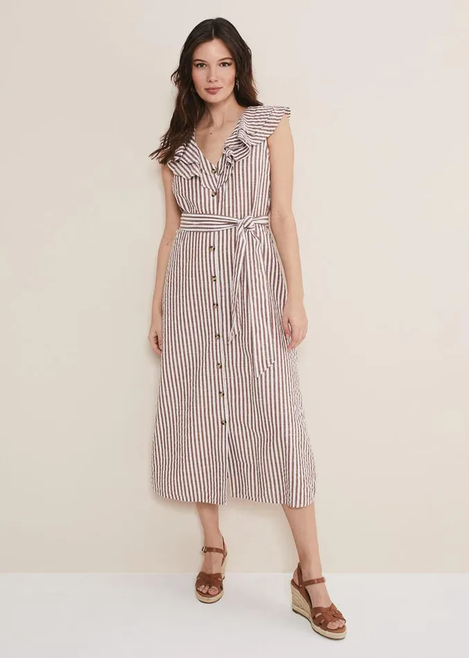 Jamilla Striped Midi Dress Ivorynatural Women Phase Eight Dresses