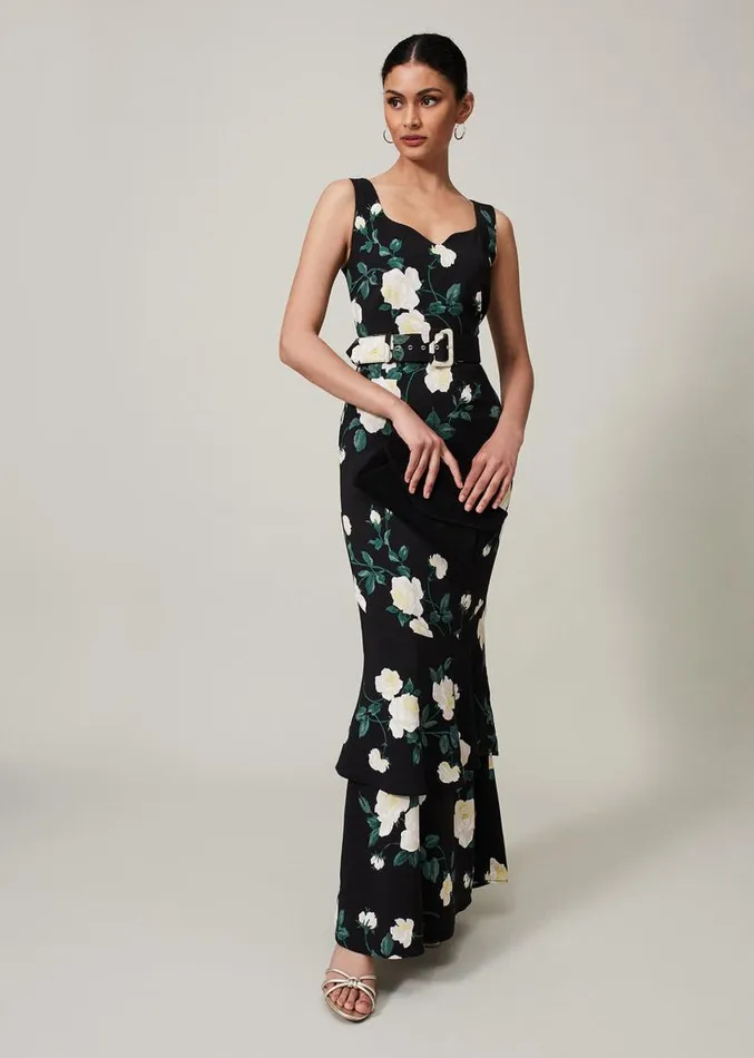 Jazmina Belted Tiered Dress Multicoloured Women Phase Eight Dresses
