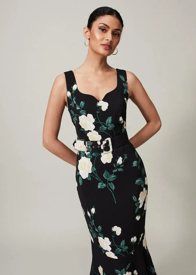 Jazmina Belted Tiered Dress Multicoloured Women Phase Eight Dresses