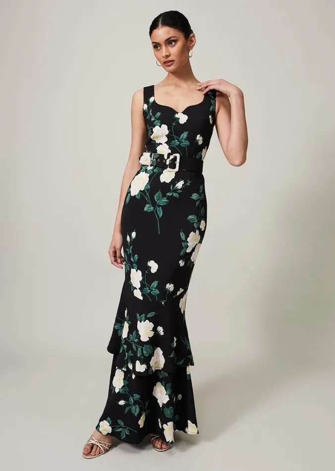 Jazmina Belted Tiered Dress Multicoloured Women Phase Eight Dresses