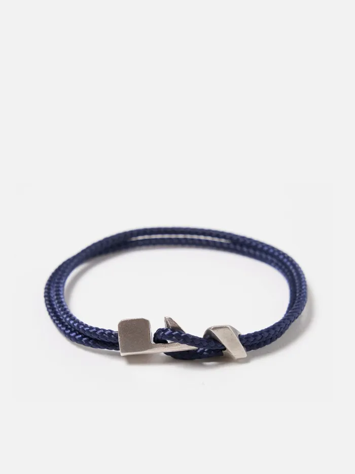 Jewellery Men Universal Works Anchor and Crew Brixham Bracelet In Navy Blue Rope925 Silver