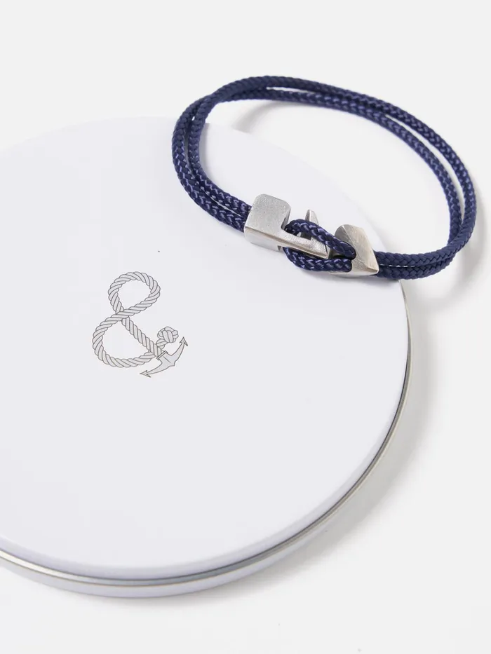Jewellery Men Universal Works Anchor and Crew Brixham Bracelet In Navy Blue Rope925 Silver