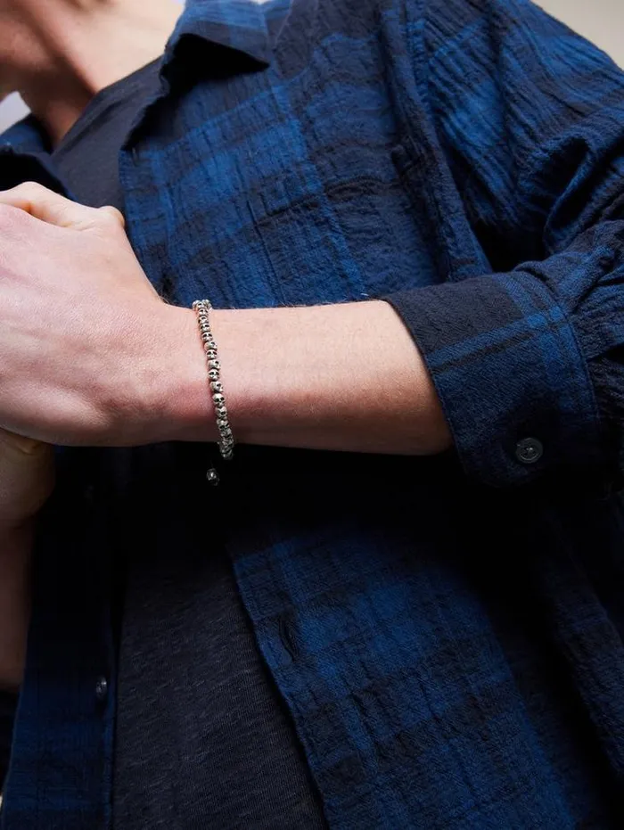 Jewelry Men John Varvatos BEADED SILVER SKULL BRACELET Silver