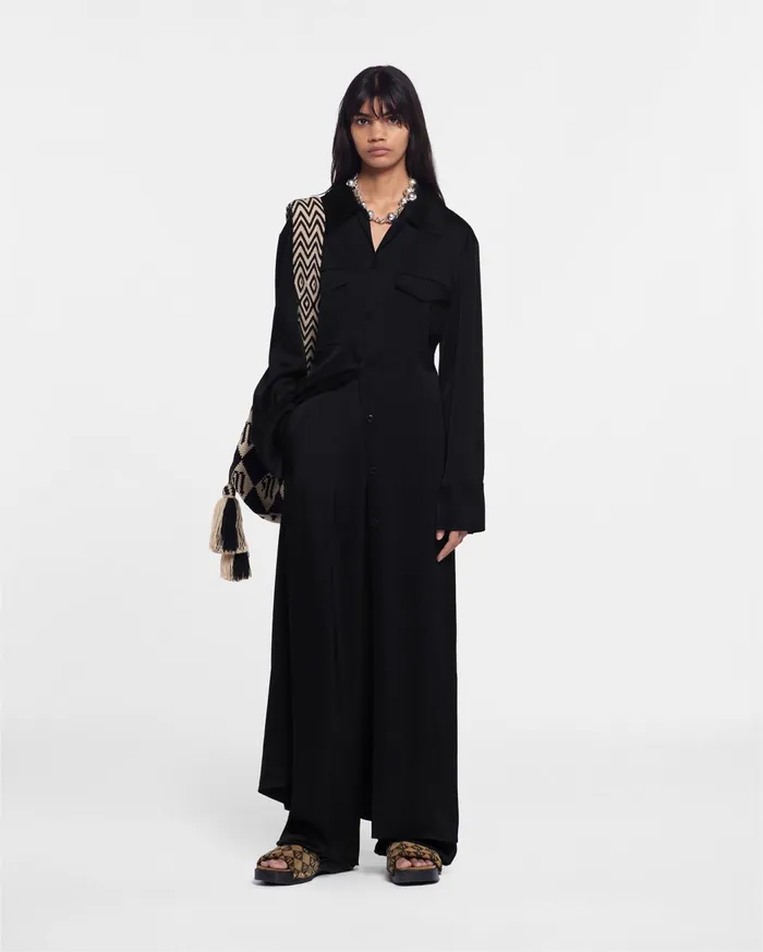 Joann Slip Satin Shirt Dress Black Women Nanushka Dresses
