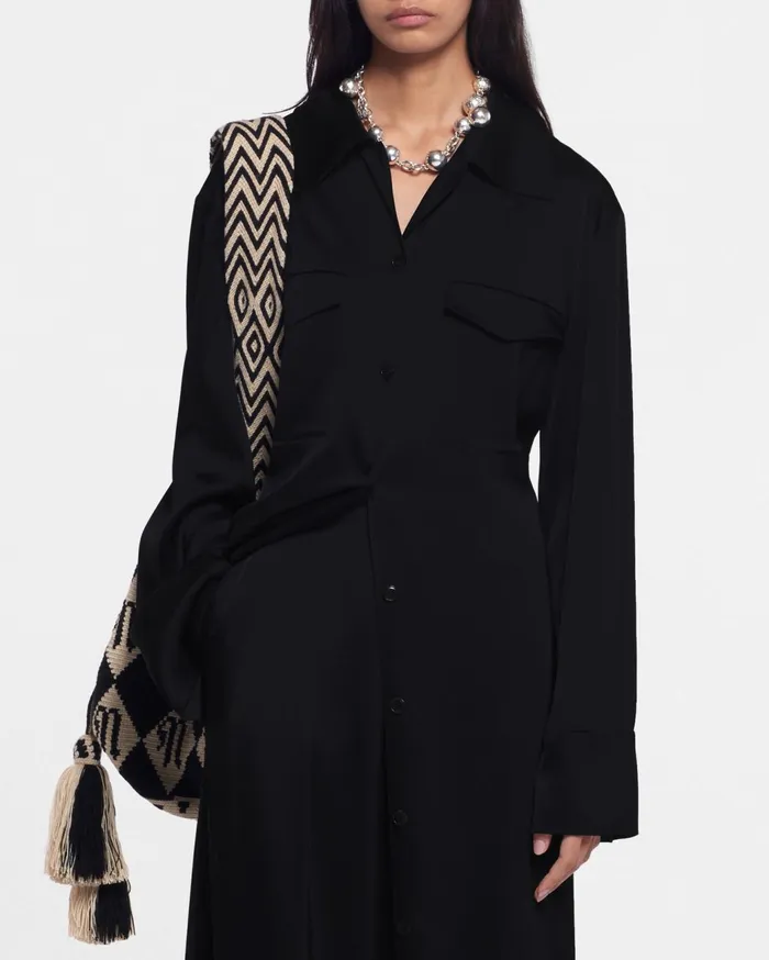 Joann Slip Satin Shirt Dress Black Women Nanushka Dresses