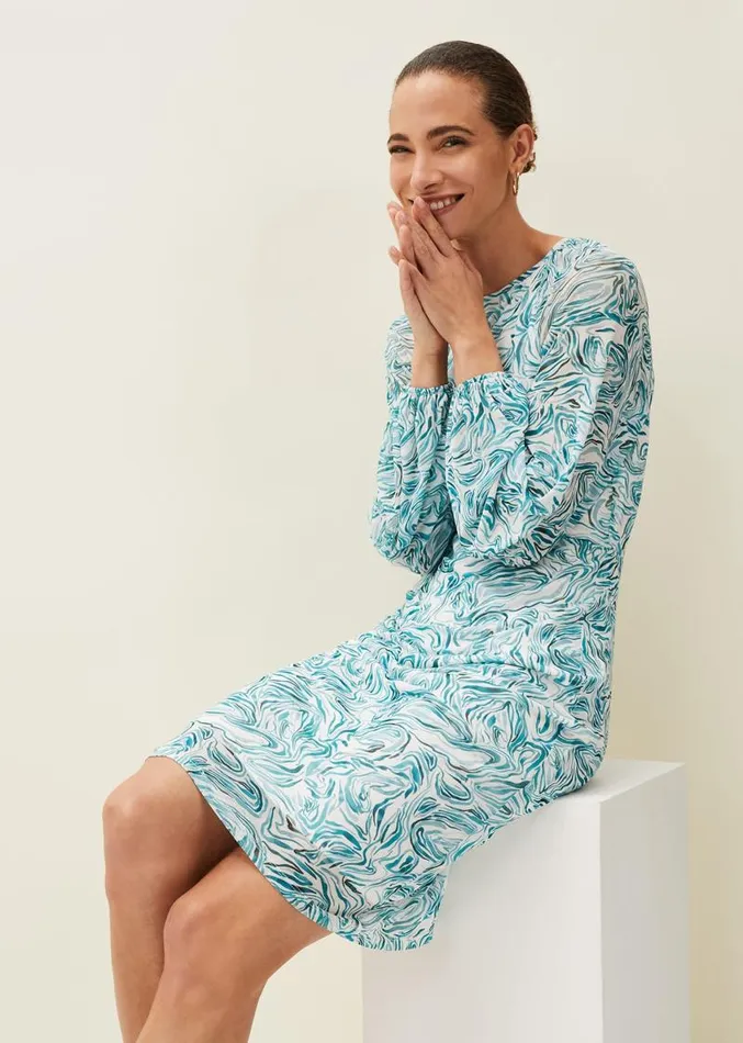 Jolie Swirl Mesh Dress Aquamarineecru Women Phase Eight Dresses