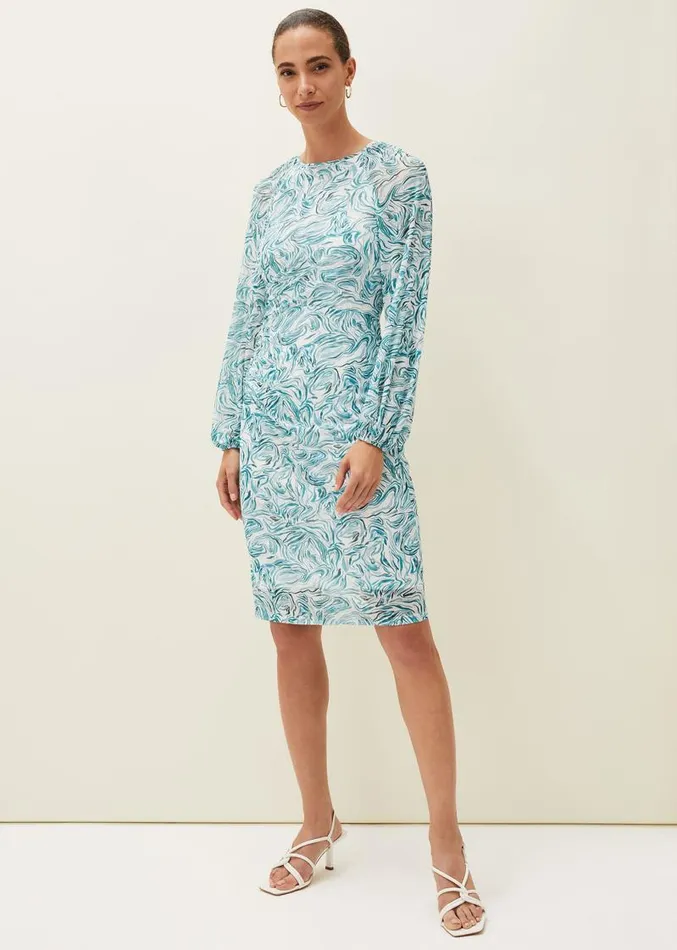 Jolie Swirl Mesh Dress Aquamarineecru Women Phase Eight Dresses