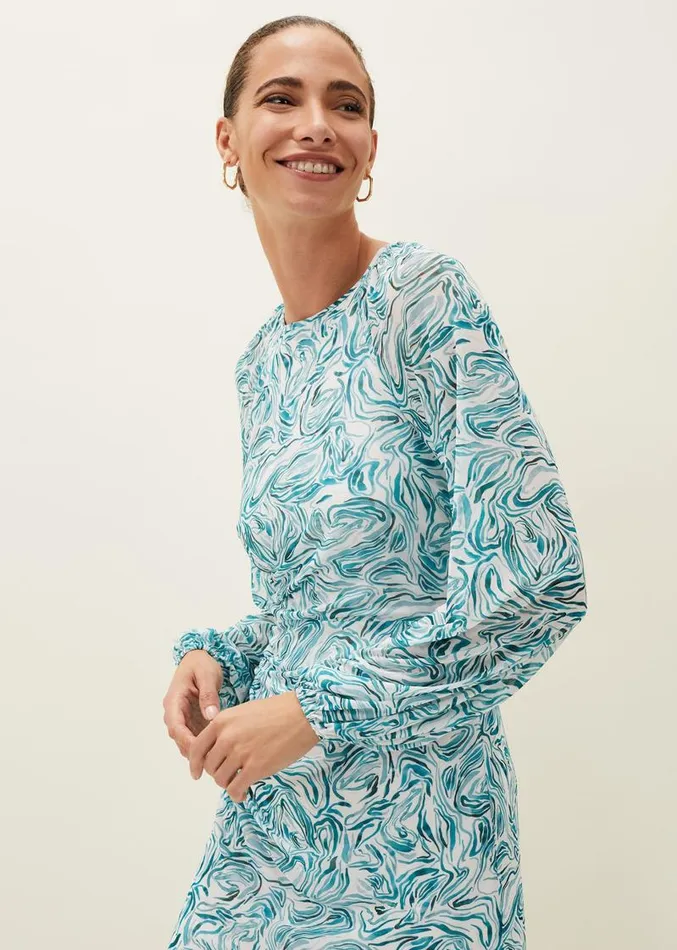Jolie Swirl Mesh Dress Aquamarineecru Women Phase Eight Dresses