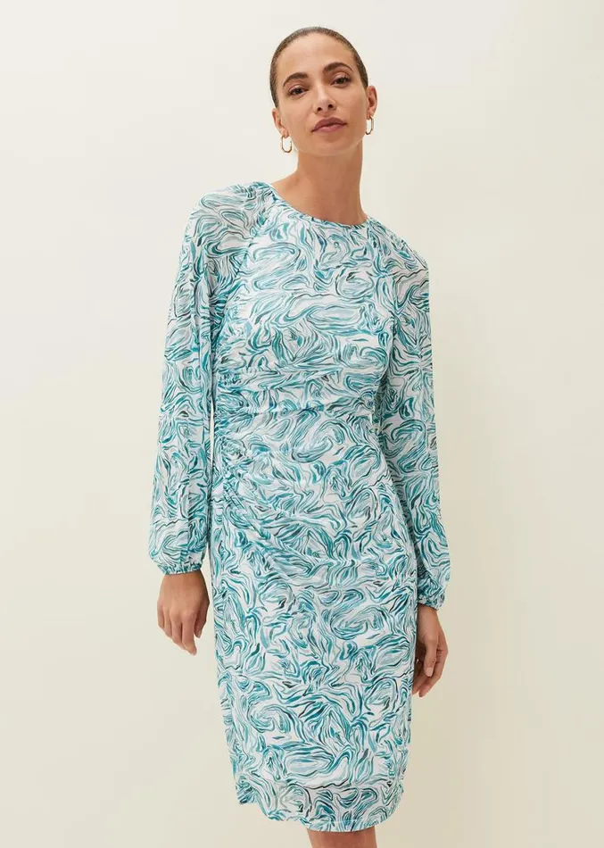 Jolie Swirl Mesh Dress Aquamarineecru Women Phase Eight Dresses