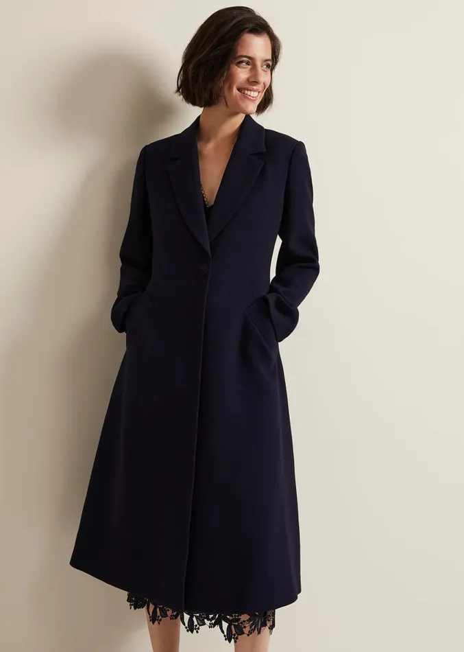 Juliette Crepe Coat Navy Women Phase Eight Coats