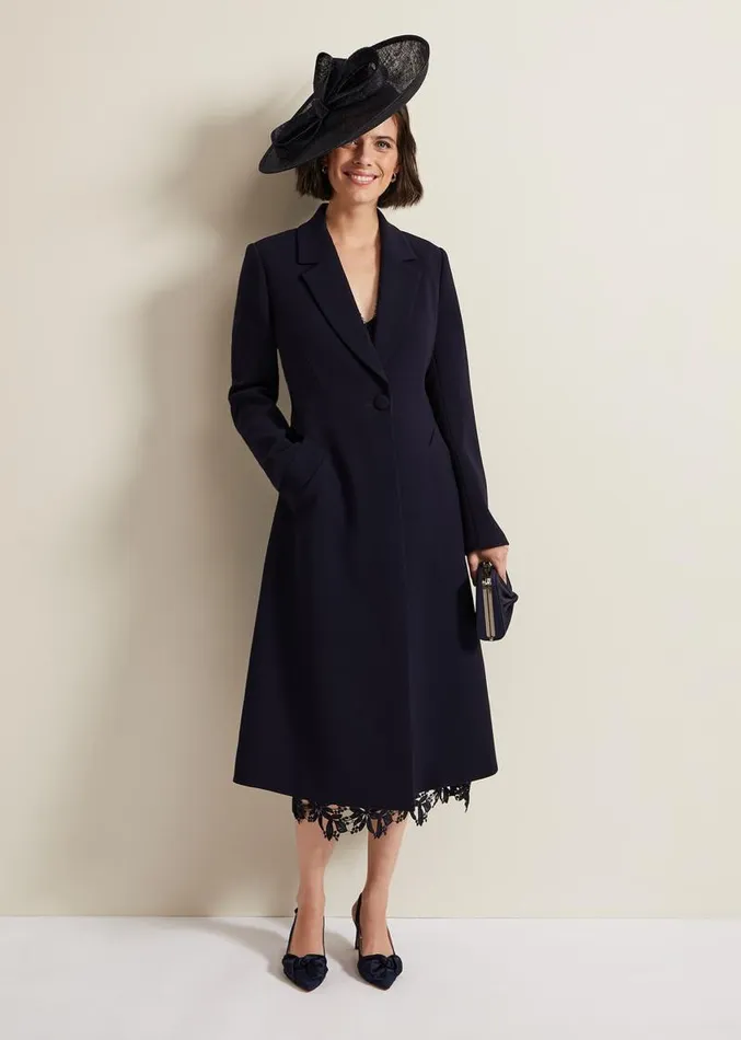 Juliette Crepe Coat Navy Women Phase Eight Coats