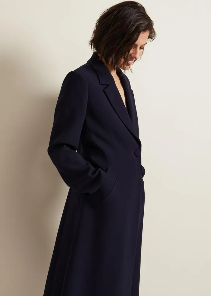 Juliette Crepe Coat Navy Women Phase Eight Coats