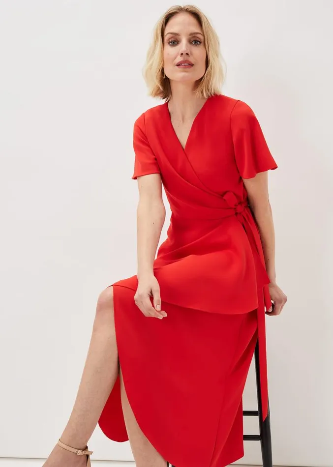 Julissa Ruffle Wrap Midi Dress Fire Women Phase Eight Dresses