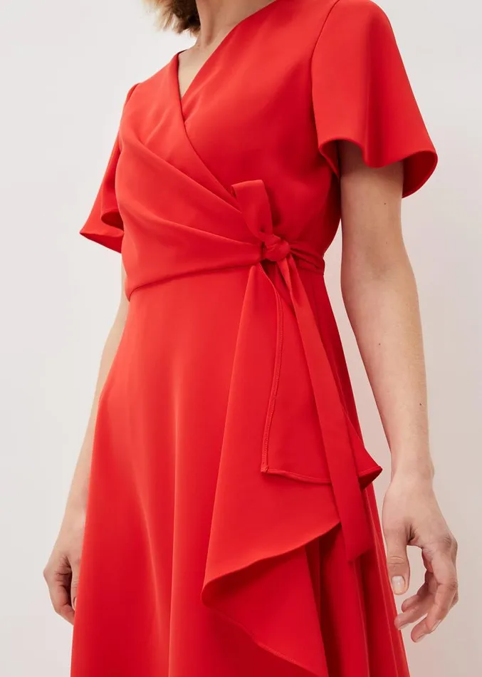 Julissa Ruffle Wrap Midi Dress Fire Women Phase Eight Dresses