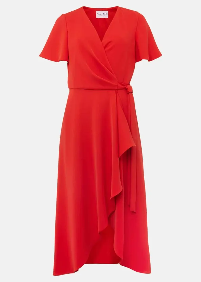 Julissa Ruffle Wrap Midi Dress Fire Women Phase Eight Dresses