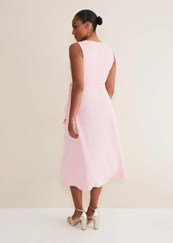 Julissa Sleeveless Ruffle Wrap Midi Dress Soft Pink Women Phase Eight Dresses Julissa Sleeveless Ruffle Wrap Midi Dress Soft Pink Women Phase Eight Dresses