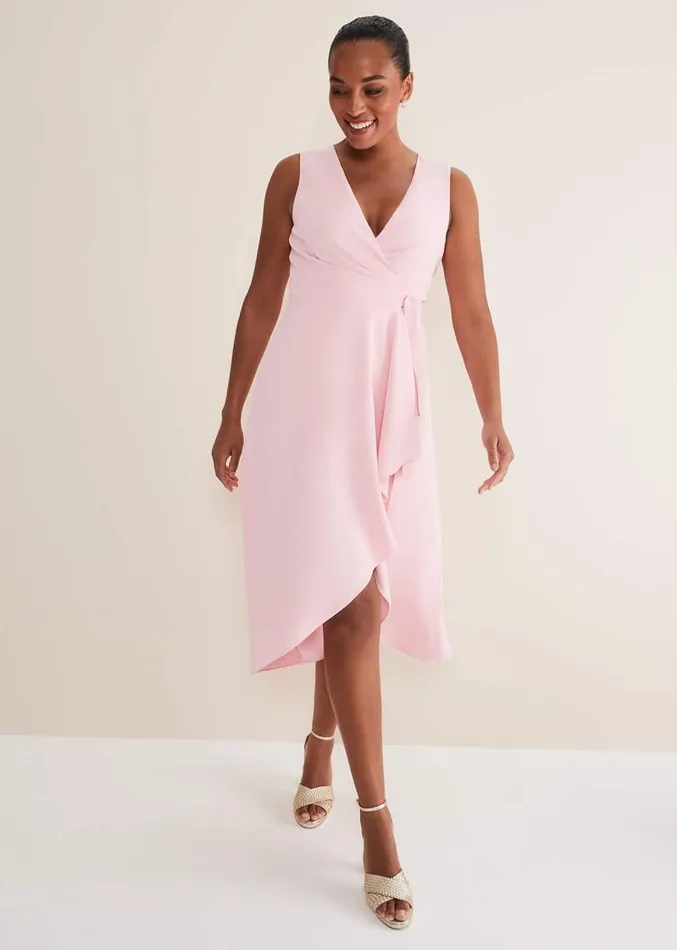 Julissa Sleeveless Ruffle Wrap Midi Dress Soft Pink Women Phase Eight Dresses Julissa Sleeveless Ruffle Wrap Midi Dress Soft Pink Women Phase Eight Dresses