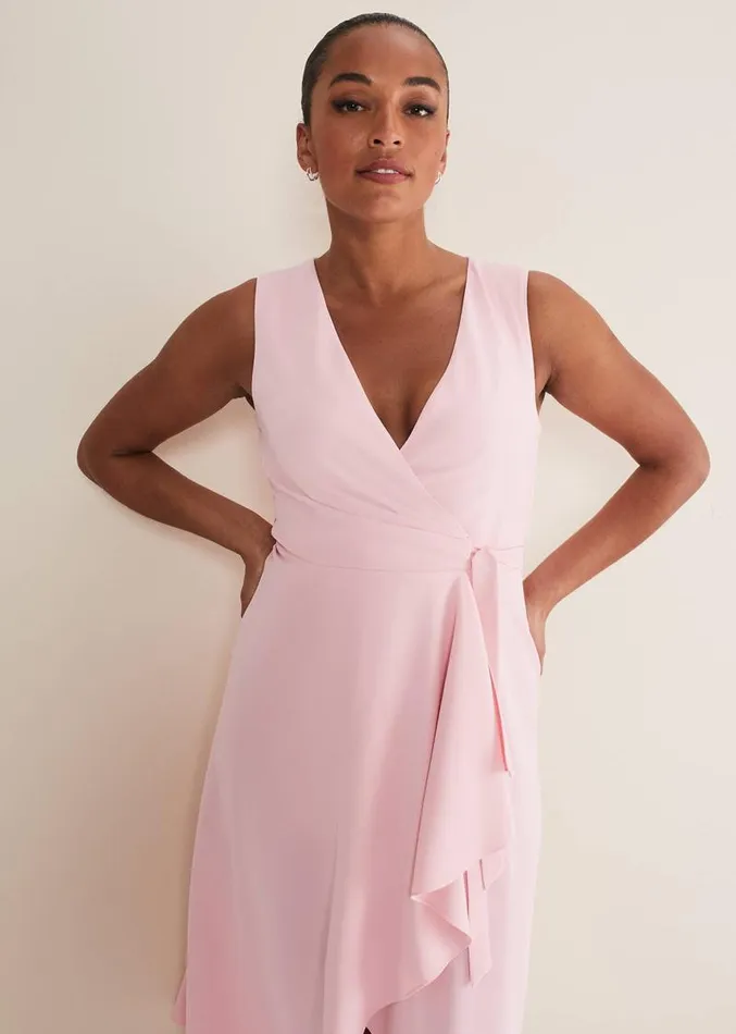 Julissa Sleeveless Ruffle Wrap Midi Dress Soft Pink Women Phase Eight Dresses Julissa Sleeveless Ruffle Wrap Midi Dress Soft Pink Women Phase Eight Dresses